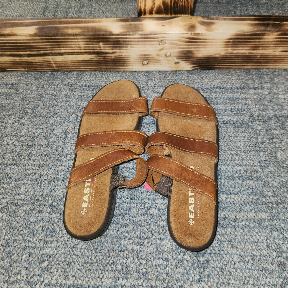 Eastland Tan and Brown Slide Sandals
